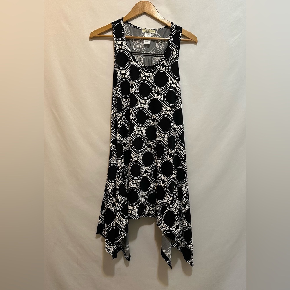 Camille & Co. Black and White Asymmetrical Sundress with Scoop Neck